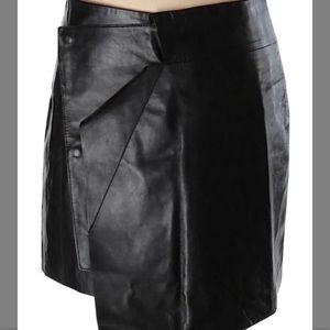 Helmut Lang leather asymmetrical skirt